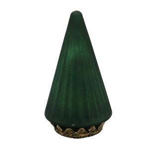 Brad Craciun metal sticla verde cu led 11x19 cm