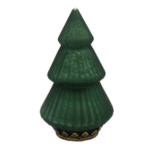 Brad Craciun sticla verde metal maro led 13x23 cm