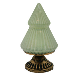 Brad Craciun metal sticla verde cu led 10x18 cm