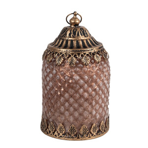 Candela cu led sticla metal maro 10x16 cm