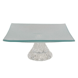 Platou servire sticla transparenta 15x15x7 cm
