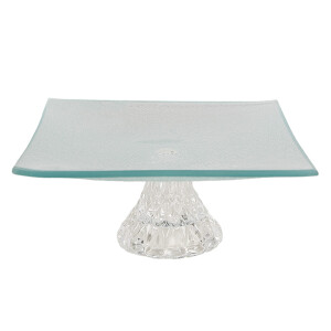 Platou servire sticla transparenta 19x19x7 cm