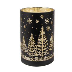 Candela Craciun sticla neagra aurie cu led 8x12 cm