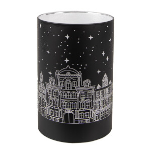Candela Craciun sticla alba neagra cu led 9x16 cm