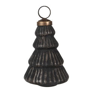 Set 12 globuri brad Craciun sticla neagra 6x9 cm