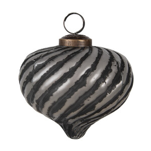 Set 6 globuri brad Craciun sticla neagra gri 10x10 cm