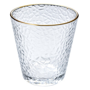 Set 6 pahare sticla transparenta aurie Ø 9x9 cm / 300 ml