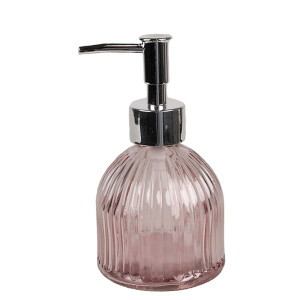 Dozator sapun sticla roz 8x15 cm, 225 ml