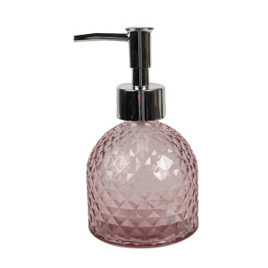 Dozator sapun sticla roz 9x15 cm, 225 ml