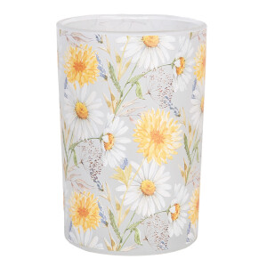 Suport lumanare sticla multicolora Flowers 12x18 cm