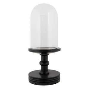 Platou decorativ sticla lemn negru Ø 17x40 cm