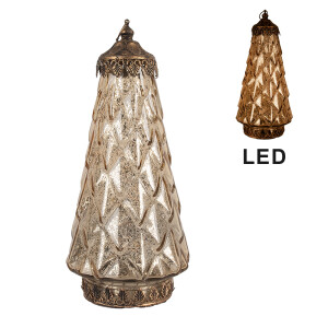 Candela cu led sticla verde metal auriu Ø 13x28 cm