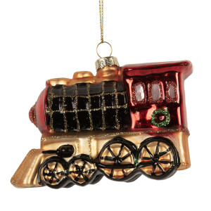 Set 6 ornamente brad Craciun Trenulet sticla multicolora 10x5x6 cm