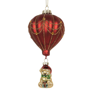Set 6 ornamente brad Craciun Balon Zburator sticla multicolora Ø 7x15 cm
