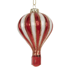 Set 6 ornamente brad Craciun Balon Zburator sticla multicolora Ø 6x9 cm