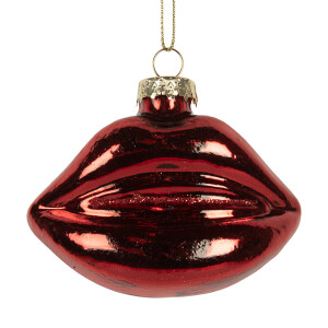 Set 6 ornamente brad Craciun sticla rosie 8x4x7 cm