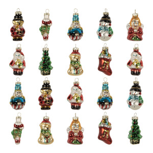 Set 20 ornamente brad Craciun sticla multicolora 4 cm
