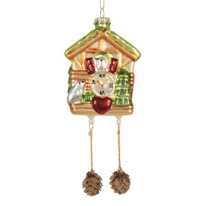 Set 6 ornamente brad Craciun Ceas sticla multicolora 7x4x10/17 cm