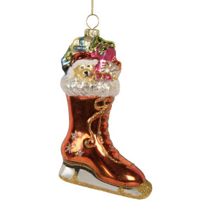 Set 6 ornamente brad Craciun sticla multicolora 8x4x13 cm