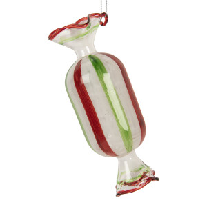 Set 6 ornamente brad Craciun Bomboana sticla multicolora Ø 5x13 cm