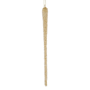 Set 6 ornamente brad Craciun Turture Gheata sticla aurie Ø 2x25 cm