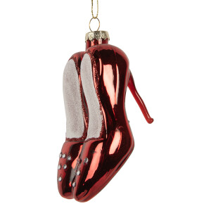 Set 6 ornamente brad Craciun Pantofi sticla rosie alba 6x6x10 cm