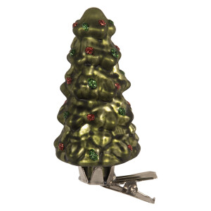 Ornament brad sticla multicolora Ø 4x9 cm