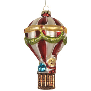Set 6 ornamente brad Balon Zburator Craciun sticla multicolora X-mas Ø 8x14 cm