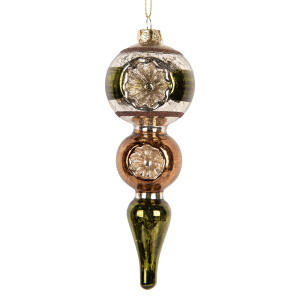 Ornament brad Craciun sticla multicora Ø 6x17 cm