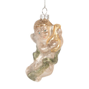 Ornament brad Craciun Inger sticla multicora 5x3x10 cm