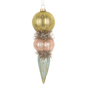 Ornament brad Craciun sticla multicolora Ø 6x18 cm