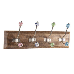 Cuier perete lemn maro ceramica multicolora  45x10x18 cm