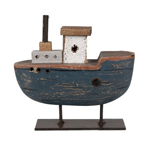 Decoratiune Barca lemn metal 10x3x10 cm