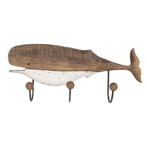Cuier fier lemn alb maro Balena 53x10x23 cm