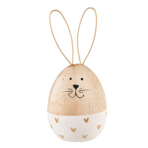 Ou decorativ Paste lemn natur alb 6x14 cm