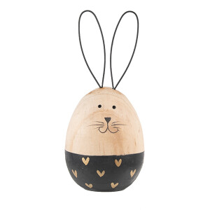 Ou decorativ Paste lemn natur negru 6x14 cm