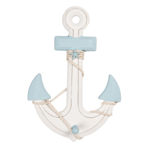 Ancora decorativa lemn albastru alb 22x5x33 cm
