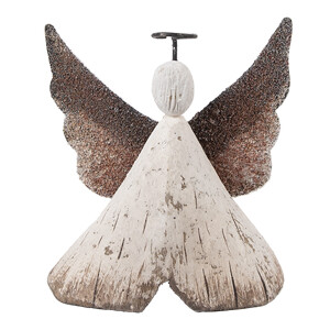 Inger lemn alb metal maro 8x3x9 cm