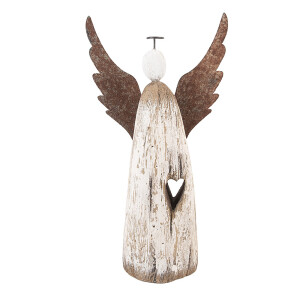 Inger lemn alb metal maro 14x5x26 cm