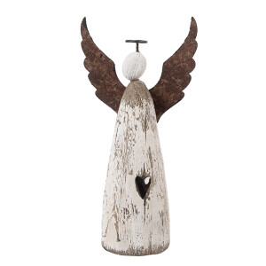 Inger lemn alb metal maro 9x4x18 cm