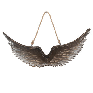 Decoratiune Aripi Inger lemn maro 30x3x12 cm