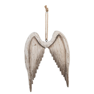 Decoratiune Aripi Inger lemn alb maro 21x3x28 cm
