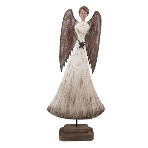 Figurina Inger lemn alb maro 19x6x42 cm