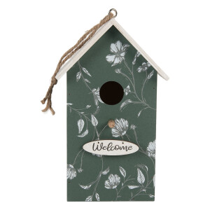 Casuta Pasari lemn verde alb 15x10x22 cm