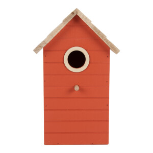 Casuta Pasari lemn rosu natur 15x10x22 cm