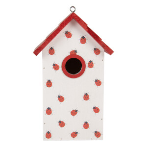 Casuta Pasari lemn alb rosu negru 15x10x22 cm