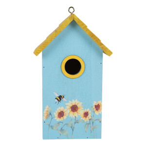Casuta Pasari lemn multicolor decor Flori 15x10x22 cm