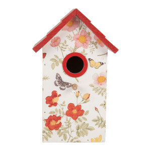 Casuta Pasari lemn decor Lacramioare si Flori 15x10x22 cm