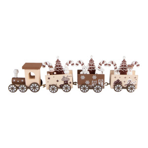Trenulet Craciun lemn multicolor 27x4x8 cm