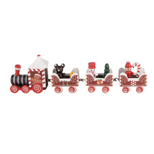 Trenulet Craciun lemn multicolor 22x2x7 cm